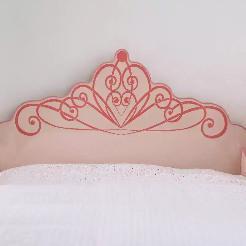 Letto per Bambini Singolo con Testiera a Corona da Principessa, Rosa
