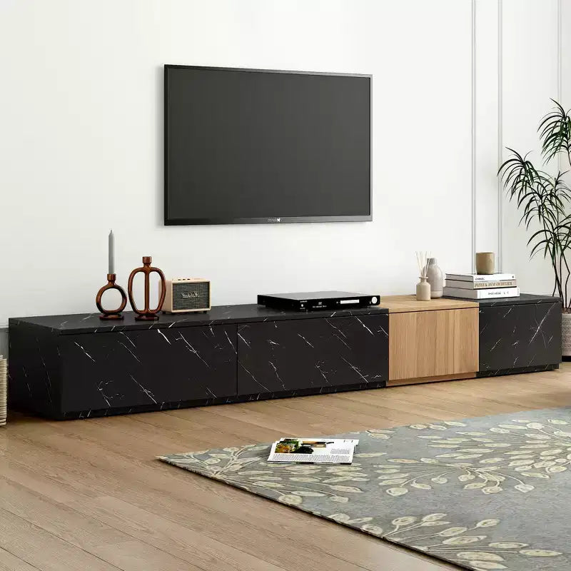 Mobile TV da 88 pollici con piano in finto marmo e 4 cassetti contenitori