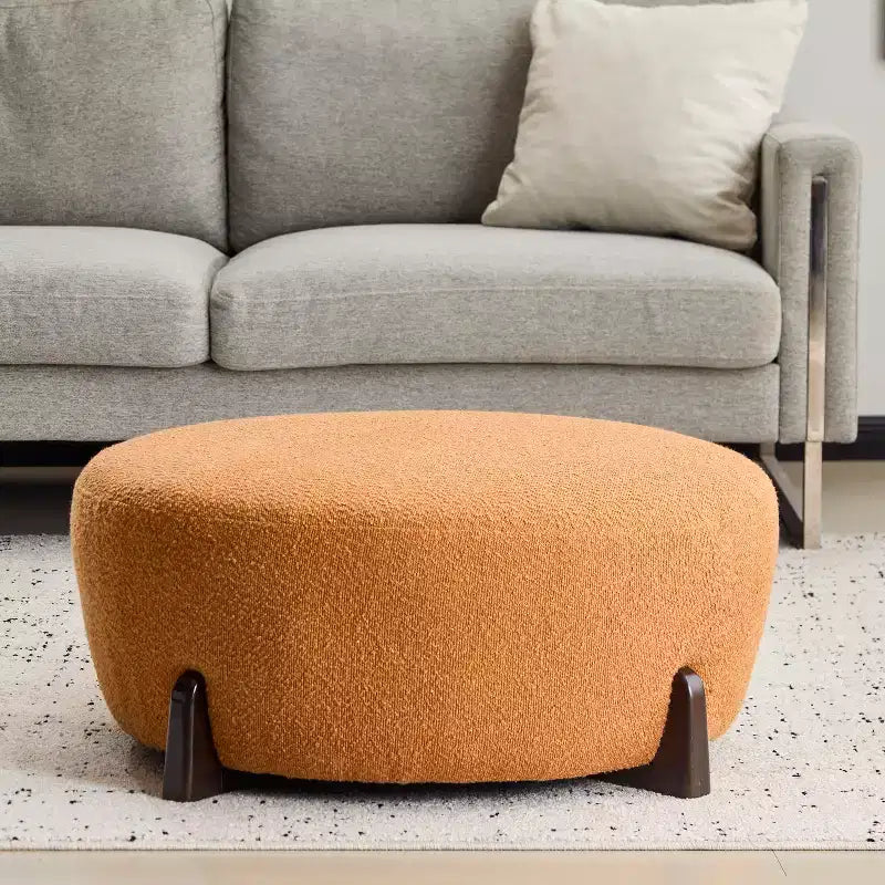 Pouf rotondo moderno in tessuto bouclé
