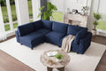 Acekool 134 Modular Sectional Sofa, 4-Seat L-Shaped Velvet Couch with High-Density Cushions, Upholstered Cloud Sofa,Blue