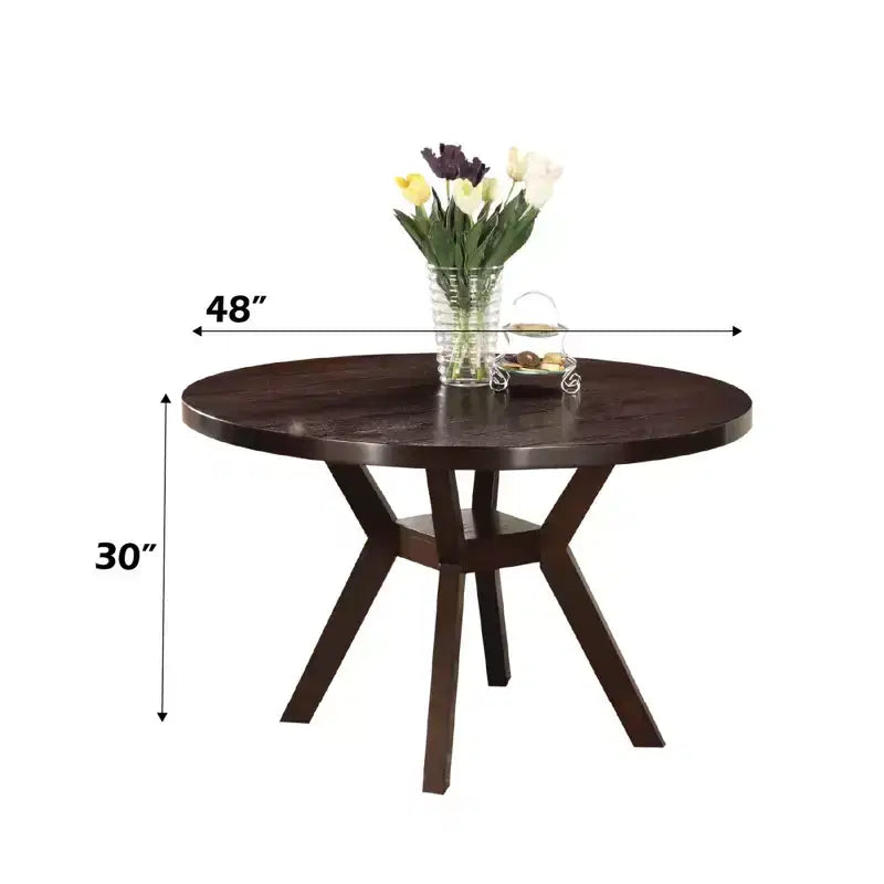 Set da pranzo rotondo in legno da 5 pezzi con 4 sedie imbottite