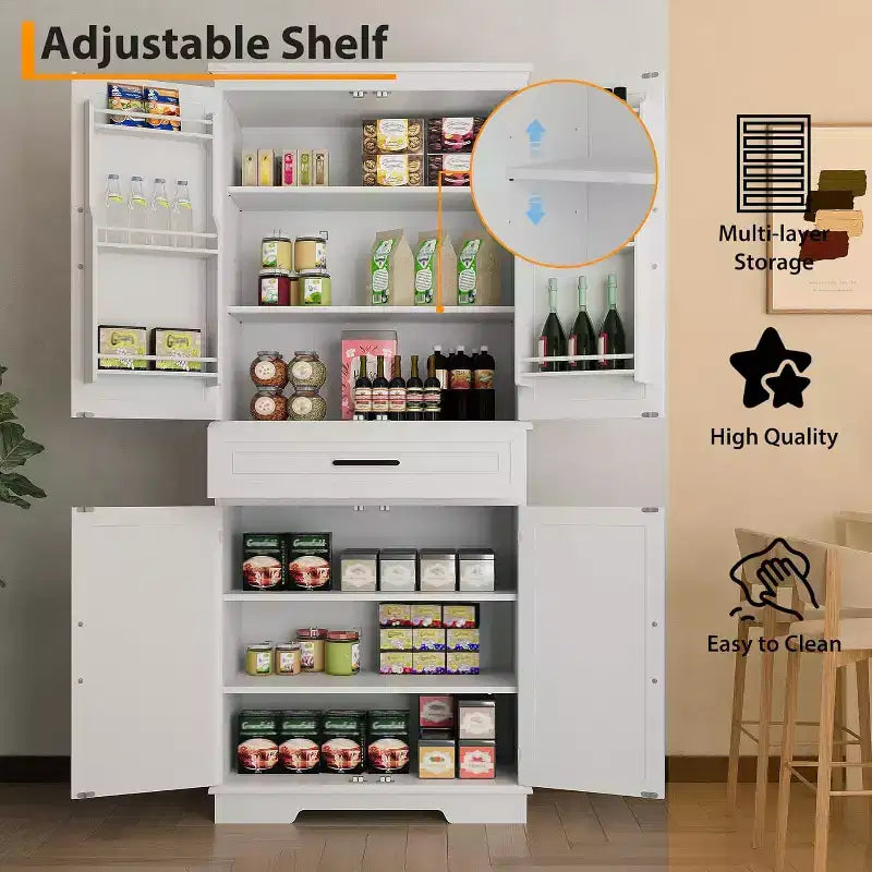Mobile Dispensa da Cucina Alto Indipendente da 72 Pollici con Cassetto