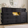 14-Drawer Dresser with Wood Top & 2 Shelves | Large Fabric Storage Organizer for Bedroom, Living Room & Closet