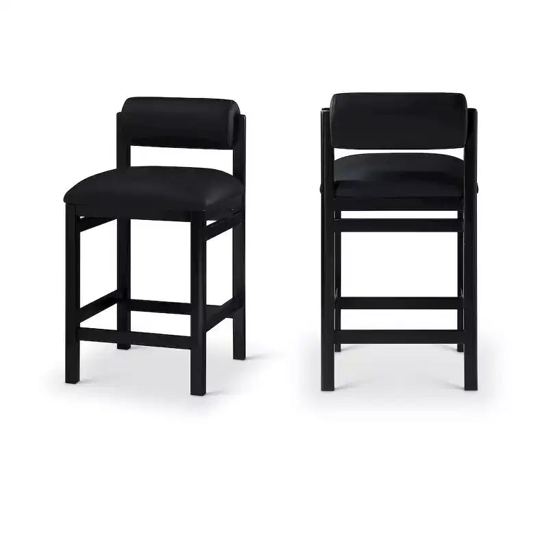 Sgabello da bancone rivestito in pelle vegana, nero