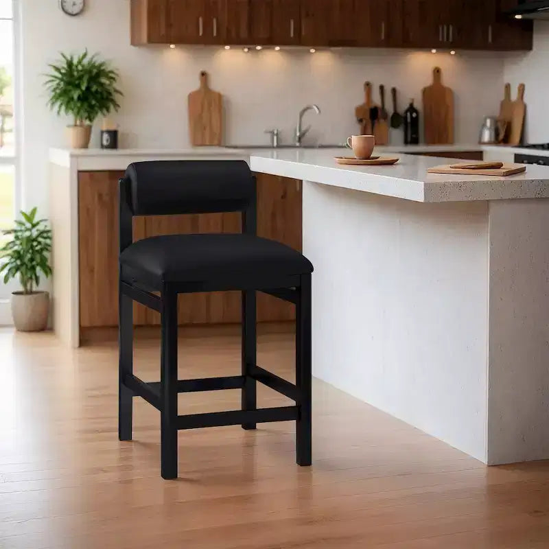 Sgabello da bancone rivestito in pelle vegana, nero