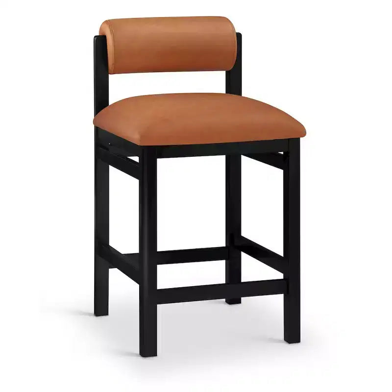 Sgabello da bancone rivestito in pelle vegana, nero