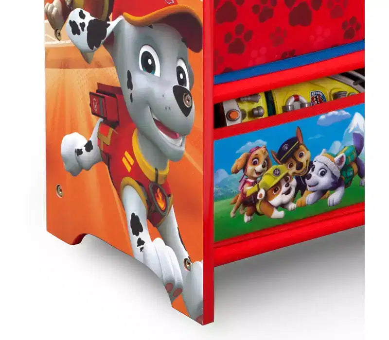 Libreria e contenitore portagiochi per bambini a tema PAW Patrol