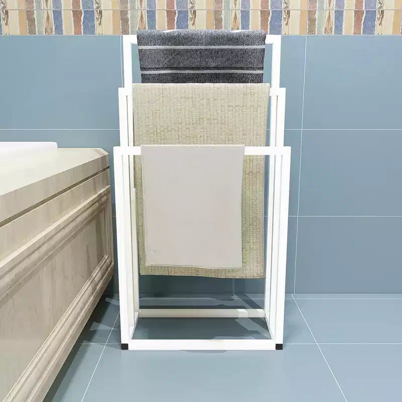 Porta Asciugamani da Terra a 3 Livelli, in Metallo Cromato