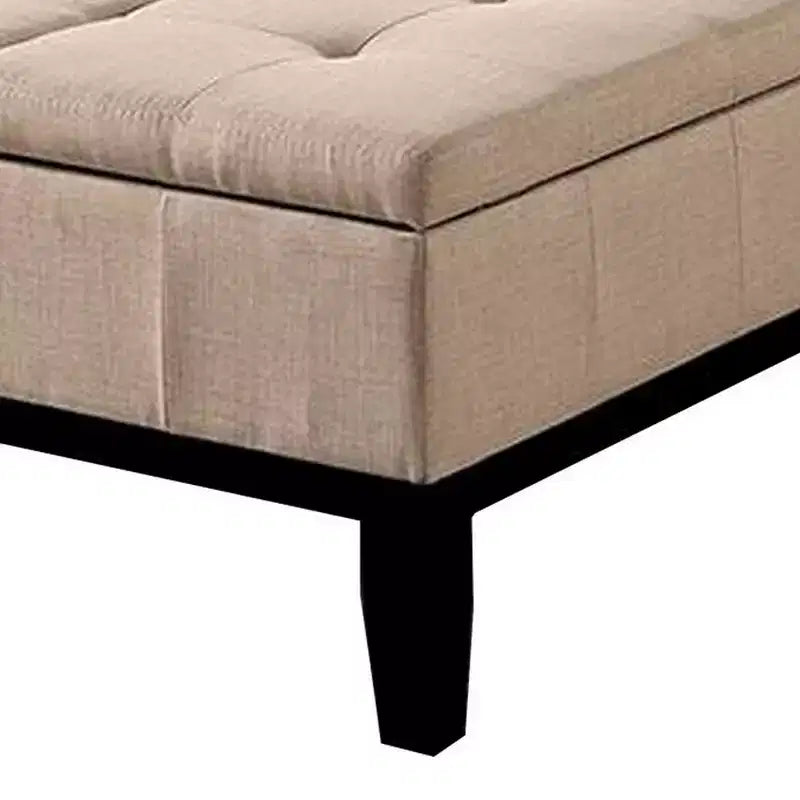 Contenitore Pouf da 91 cm con Coperchio Diviso e Rivestimento Tufted Beige