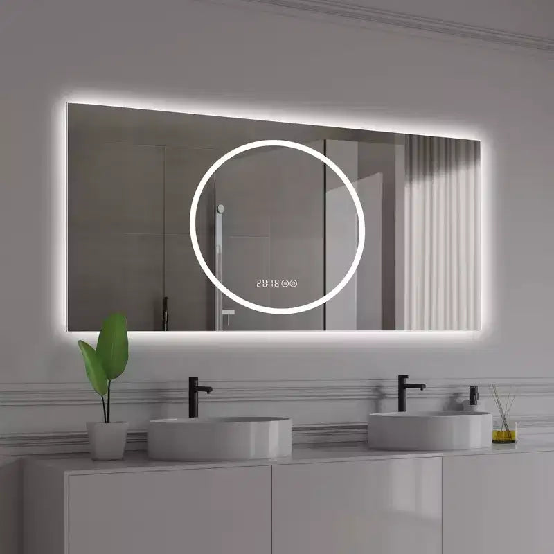 Specchio da bagno a parete 48x24 pollici con illuminazione LED e anti-appannamento
