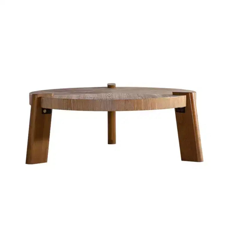 Tavolino da Caffè Rotondo in Legno da 36 Pollici con Gambe Solide, Stile Rustico/Country