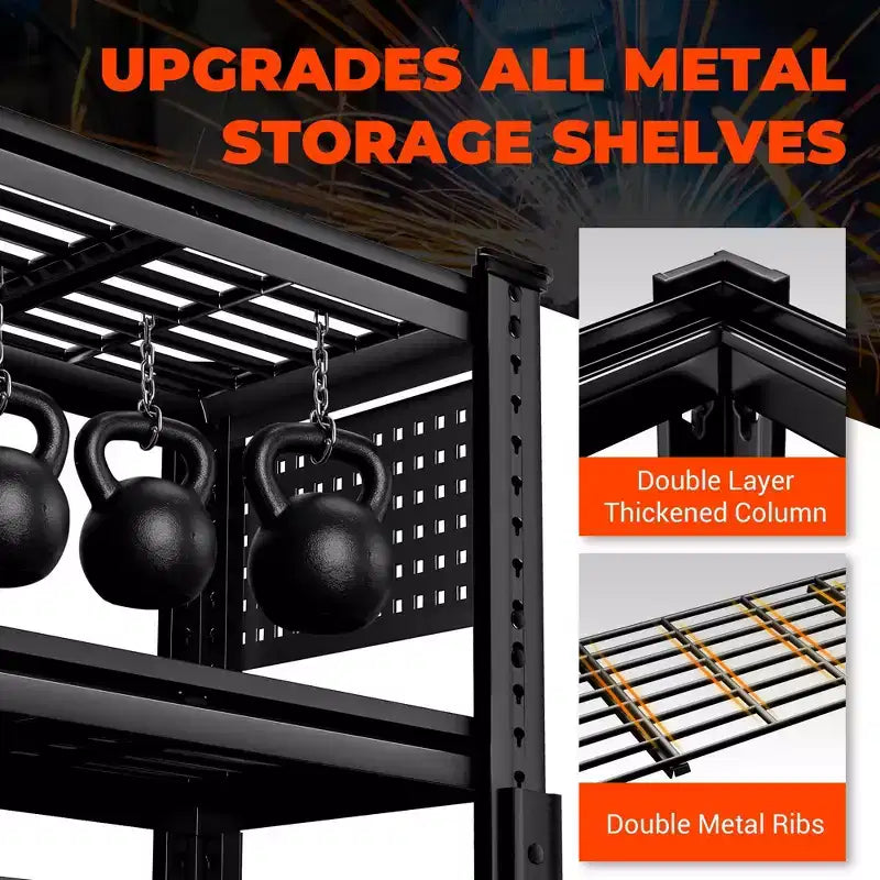Scaffalatura in Metallo Resistente a 5 Ripiani per Garage, 122x61x183 cm, Nero