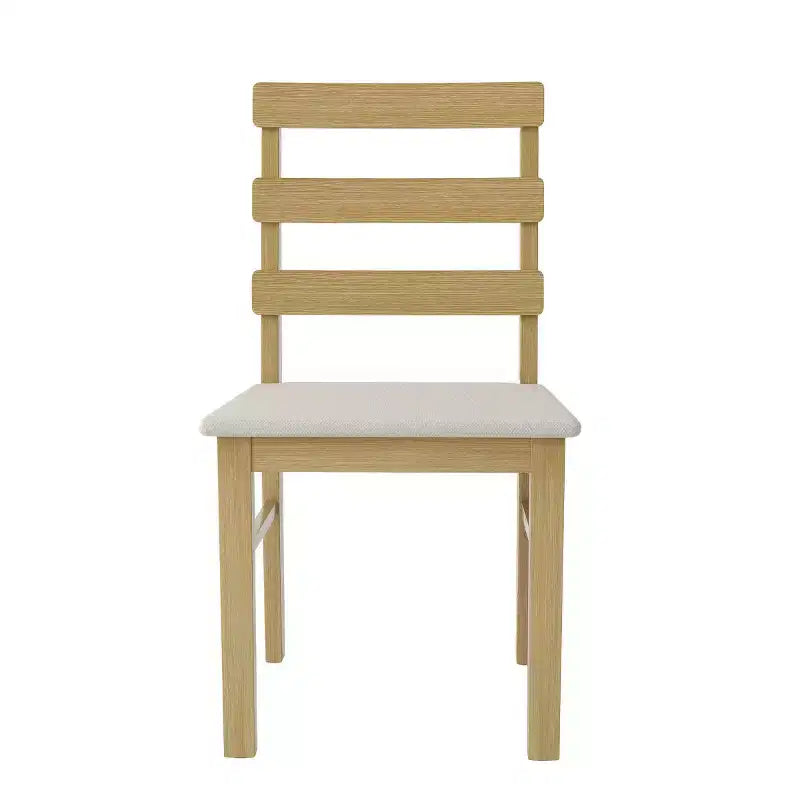 Set di 2 sedie da pranzo rustiche in legno massello con sedile imbottito, senza braccioli