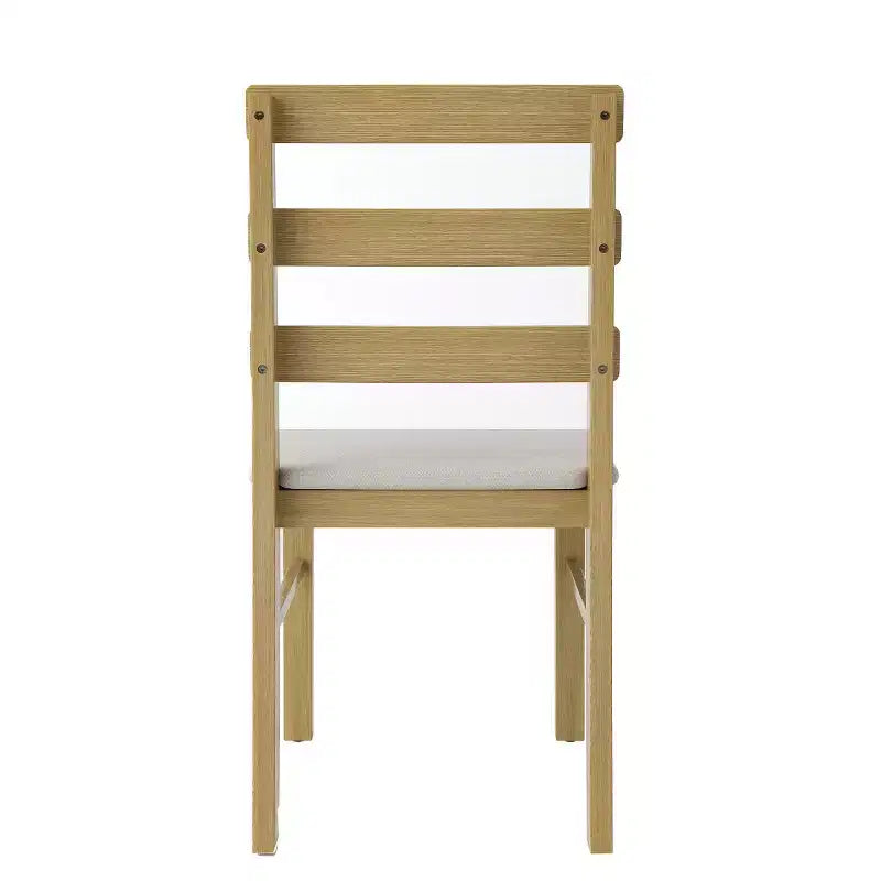 Set di 2 sedie da pranzo rustiche in legno massello con sedile imbottito, senza braccioli