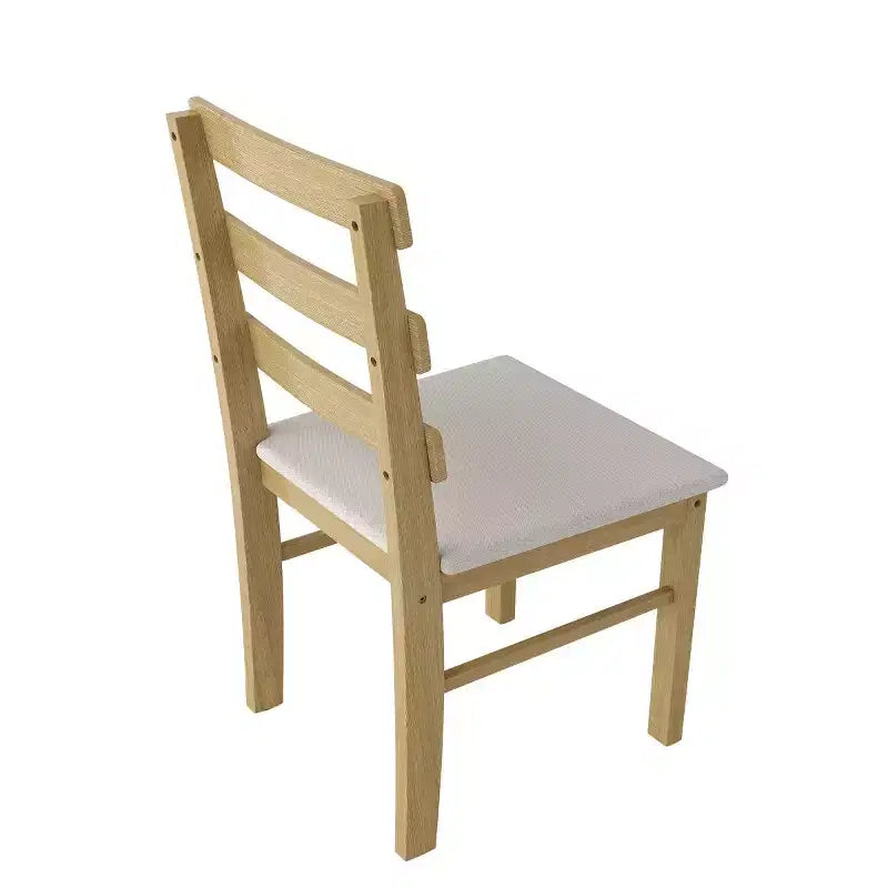 Set di 2 sedie da pranzo rustiche in legno massello con sedile imbottito, senza braccioli