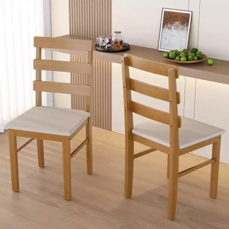 Set di 2 sedie da pranzo rustiche in legno massello con sedile imbottito, senza braccioli