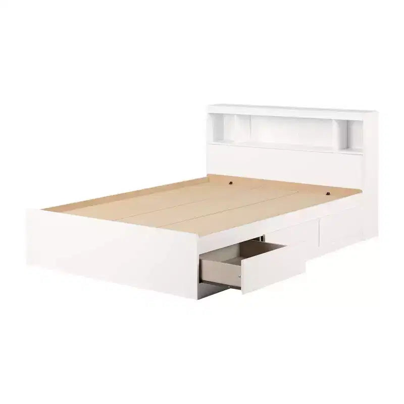 Full Fusion Bed and Headboard Set Pure White - South Shore: Storage, No Box Spring Required