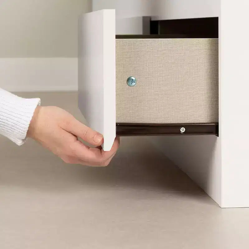 Set telaio letto matrimoniale e testiera con contenitore, Bianco