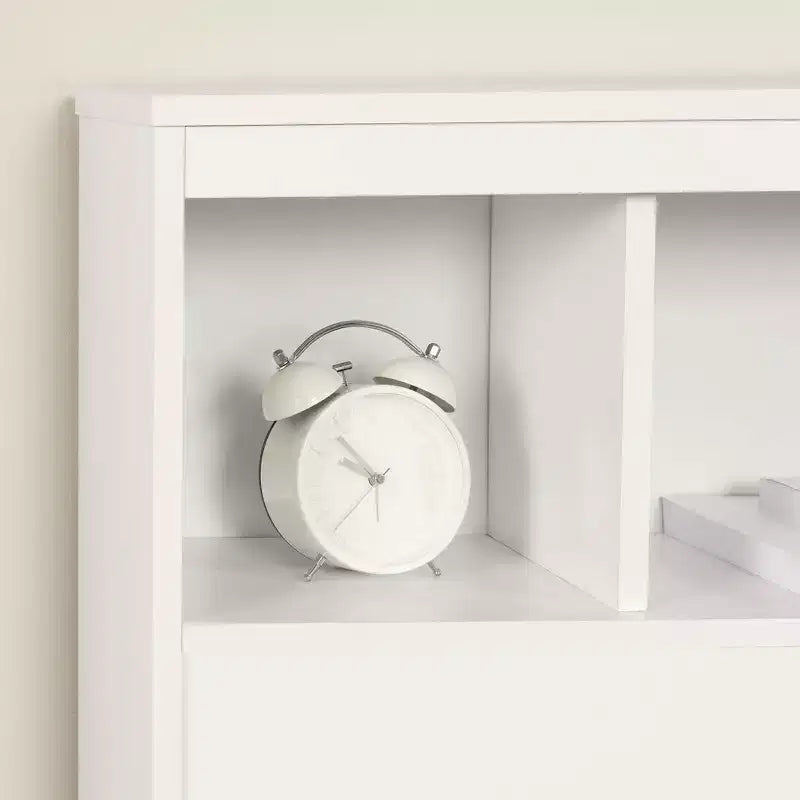 Set telaio letto matrimoniale e testiera con contenitore, Bianco