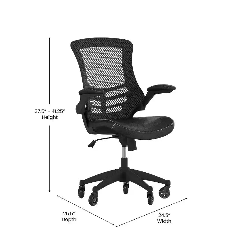 Sedia da Ufficio Ergonomica Girevole a Mezza Schiena con Braccioli Ribaltabili