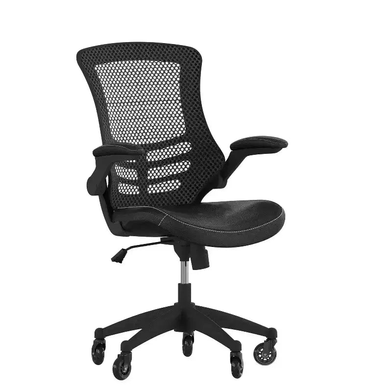 Sedia da Ufficio Ergonomica Girevole a Mezza Schiena con Braccioli Ribaltabili