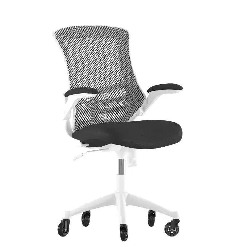 Sedia da Ufficio Ergonomica Girevole a Mezza Schiena con Braccioli Ribaltabili
