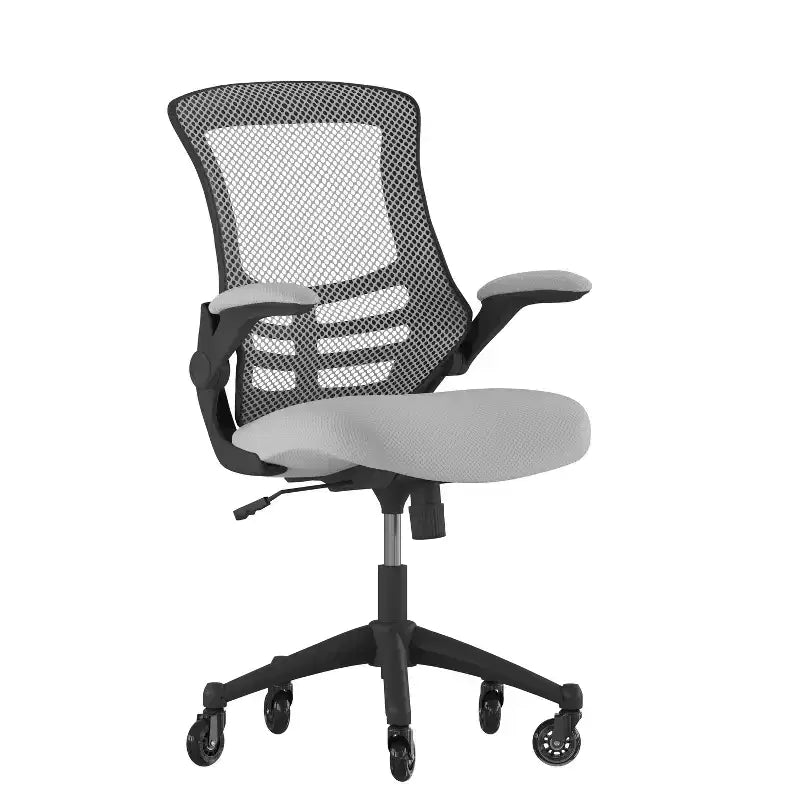 Sedia da Ufficio Ergonomica Girevole a Mezza Schiena con Braccioli Ribaltabili
