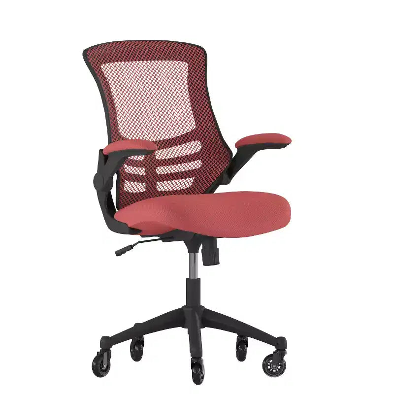 Sedia da Ufficio Ergonomica Girevole a Mezza Schiena con Braccioli Ribaltabili