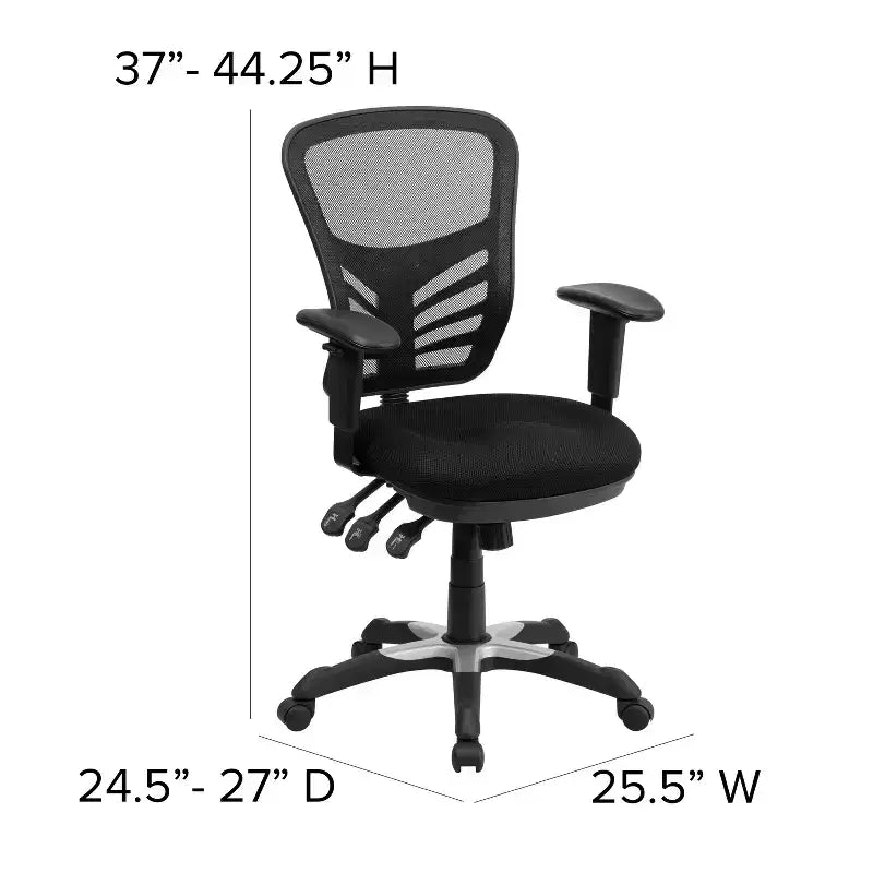 Sedia da ufficio ergonomica in rete con schienale medio e braccioli regolabili