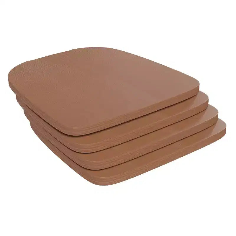 Set di 4 sedili di ricambio in poliresina effetto legno con bordi arrotondati per sedie in metallo