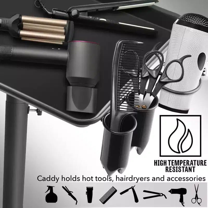 Vassoio portastrumenti e carrello da parrucchiere in alluminio con contenitore per accessori, nero